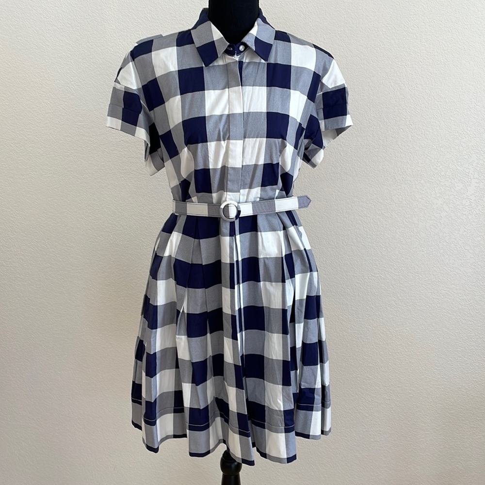 Eliza J size NWOT 12P Blue and White Gingham dress